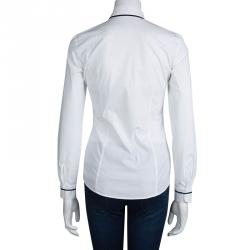 Pre Owned HUGO by Hugo Boss White Contrast Piping Long Sleeve Button Down Cotton Shirt S