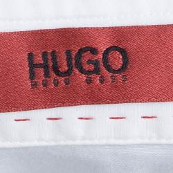 Pre Owned HUGO by Hugo Boss White Contrast Piping Long Sleeve Button Down Cotton Shirt S