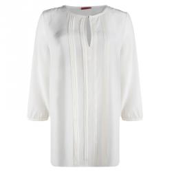 Pre Owned Hugo By Hugo Boss Cream Silk Long Sleeve Chuna Blouse M