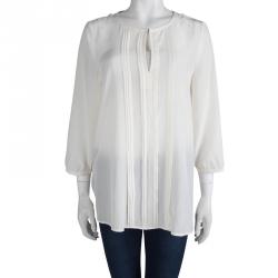 Pre Owned Hugo By Hugo Boss Cream Silk Long Sleeve Chuna Blouse M