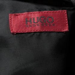 Pre Owned Hugo Boss Black Lamb Leather Contrast Stripe Detail Biker Jacket XS