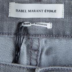 Isabel Marant Etoile Grey Embroidered Side Stripe Detail Denim Jeans L