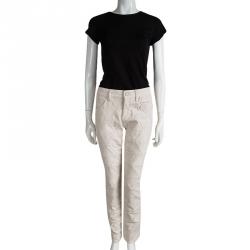 Pre Owned Isabel Marant Pastel Pink Denim Geometric Paneled Stanford Jeans L