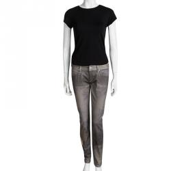 Pre Owned Isabel Marant Grey Printed Denim Studded Pocket Detail Viktor Jeans M