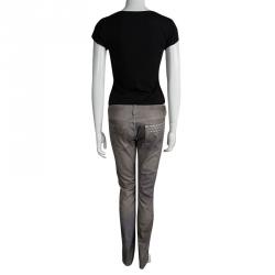 Pre Owned Isabel Marant Grey Printed Denim Studded Pocket Detail Viktor Jeans M