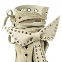 Pre Owned Isabel Marant Beige Suede Milla Eyelet Ankle Boots Size 38