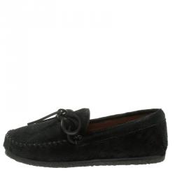 Pre Owned Isabel Marant Étoile Black Calf Hair Fell Bow Moccasins Size 39