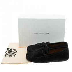 Pre Owned Isabel Marant Étoile Black Calf Hair Fell Bow Moccasins Size 38