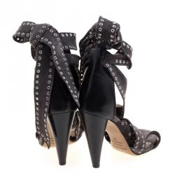 Pre Owned Isabel Marant Grey Eyelet Suede Anaid Cross Strap Wrap Around Sandals Size 40