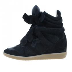 Isabel Marant Black Suede Bekett Wedge Sneakers Size 38