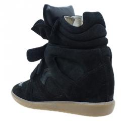 Pre Owned Isabel Marant Black Suede Bekett Wedge Sneakers Size 38