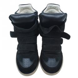 Pre Owned Isabel Marant Black Suede Bekett Wedge Sneakers Size 38