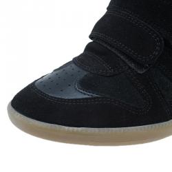 Pre Owned Isabel Marant Black Suede Bekett Wedge Sneakers Size 38