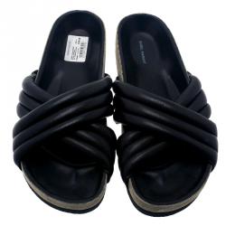 Pre Owned Isabel Marant Black Lambskin Holden Flat Sandals Size 38