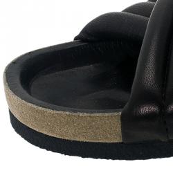 Pre Owned Isabel Marant Black Lambskin Holden Flat Sandals Size 38