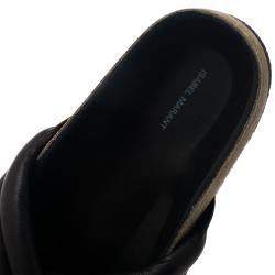 Pre Owned Isabel Marant Black Lambskin Holden Flat Sandals Size 38