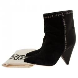 Pre Owned Isabel Marant Black Leather and Suede Lance Ankle Boots Size 38