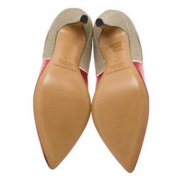 Pre Owned Isabel Marant Red Leather and Silver Suede  Étoile Gilby Pumps Size 38