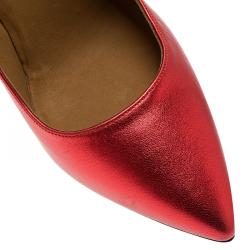 Pre Owned Isabel Marant Red Leather and Silver Suede  Étoile Gilby Pumps Size 38