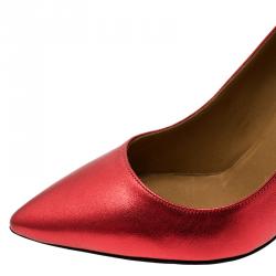 Pre Owned Isabel Marant Red Leather and Silver Suede  Étoile Gilby Pumps Size 38