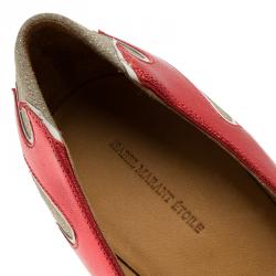 Pre Owned Isabel Marant Red Leather and Silver Suede  Étoile Gilby Pumps Size 38