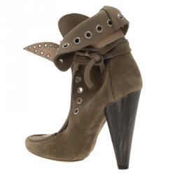 Isabel Marant Beige Suede Milla Eyelet Ankle Boots Size 37