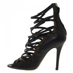 Pre Owned Isabel Marant Black Leather Paw Strappy Sandals Size 37