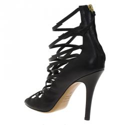 Pre Owned Isabel Marant Black Leather Paw Strappy Sandals Size 37