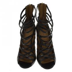 Pre Owned Isabel Marant Black Leather Paw Strappy Sandals Size 37