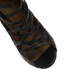 Pre Owned Isabel Marant Black Leather Paw Strappy Sandals Size 37