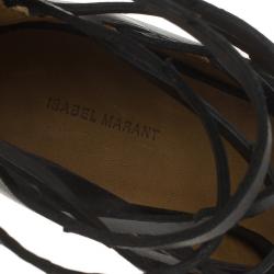 Pre Owned Isabel Marant Black Leather Paw Strappy Sandals Size 37