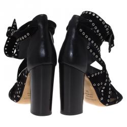 Isabel Marant Black Eyelet Suede Aydan Wrap Around Sandals Size 36