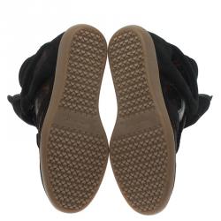 Pre Owned Isabel Marant Black Suede and Brown Calf Hair Bekett Wedge Sneakers Size 39