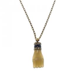 Pre Owned Isabel Marant Love Buzz Hand Gold Tone Necklace