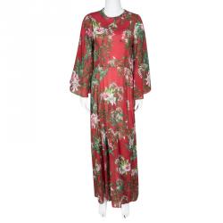 Pre Owned Isabel Marant Etoile Red Floral Printed Cotton Bell Sleeve Detail Wanda Dress M
