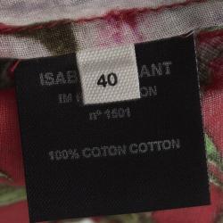Pre Owned Isabel Marant Etoile Red Floral Printed Cotton Bell Sleeve Detail Wanda Dress M