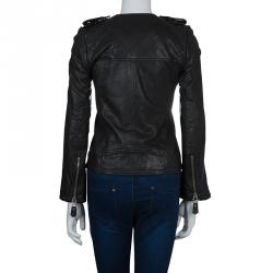 Pre Owned Isabel Marant Etoile Black Quilting Detail Leather Jacket S