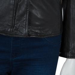 Pre Owned Isabel Marant Etoile Black Quilting Detail Leather Jacket S