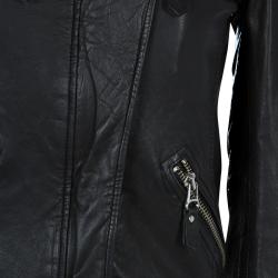 Pre Owned Isabel Marant Etoile Black Quilting Detail Leather Jacket S