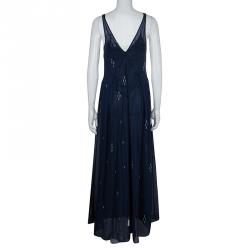 Isabel Marant Etoile Blue and Black Striped Sleeveless Maxi Dress S