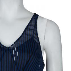 Isabel Marant Etoile Blue and Black Striped Sleeveless Maxi Dress S