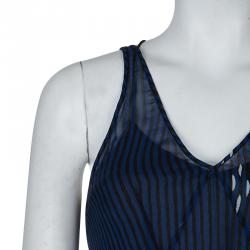 Isabel Marant Etoile Blue and Black Striped Sleeveless Maxi Dress S