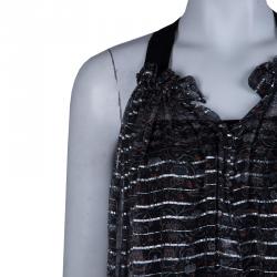 Isabel Marant Black Printed  Silk Sheer Sleeveless Top XS