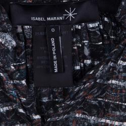 Isabel Marant Black Printed  Silk Sheer Sleeveless Top XS