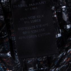 Isabel Marant Black Printed  Silk Sheer Sleeveless Top XS