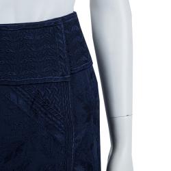 Pre Owned Isabel Marant Navy Blue Embroidered Silk Mini Skirt S