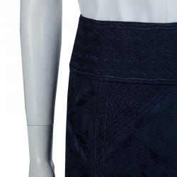 Pre Owned Isabel Marant Navy Blue Embroidered Silk Mini Skirt S