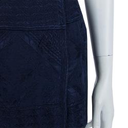 Pre Owned Isabel Marant Navy Blue Embroidered Silk Mini Skirt S