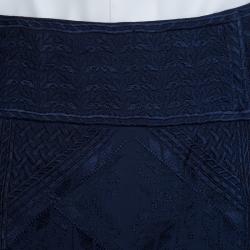 Pre Owned Isabel Marant Navy Blue Embroidered Silk Mini Skirt S