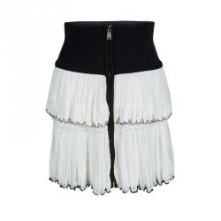 Pre Owned Isabel Marant White Beaded Hem Detail Tiered Roscoe Mini Skirt S